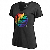 Women's Golden State Warriors Fanatics Branded Black Team Pride Slim Fit V Neck T-Shirt FengYun,baseball caps,new era cap wholesale,wholesale hats